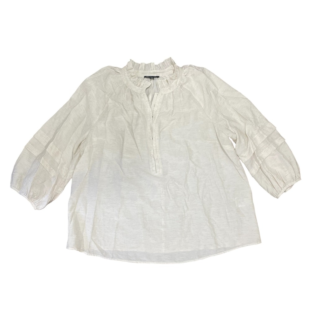 INC International Concepts‎ Ruffle Collar 3/4 Sleeve Blouse Top 1X